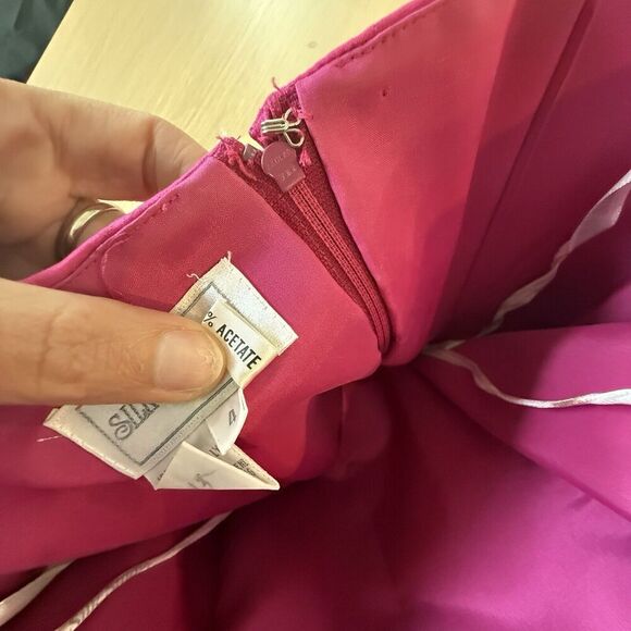Y2K Silk Studio Hot Pink 100% Silk Strapless Prom Homecoming Dress Size 4 166 - Picture 9 of 14